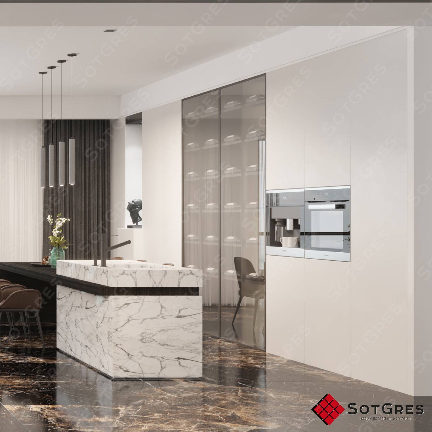 REGAL CAFFE MOKA /80х160/ глянцевый черно-коричневый керамический гранит под оникс с двойной полировкой