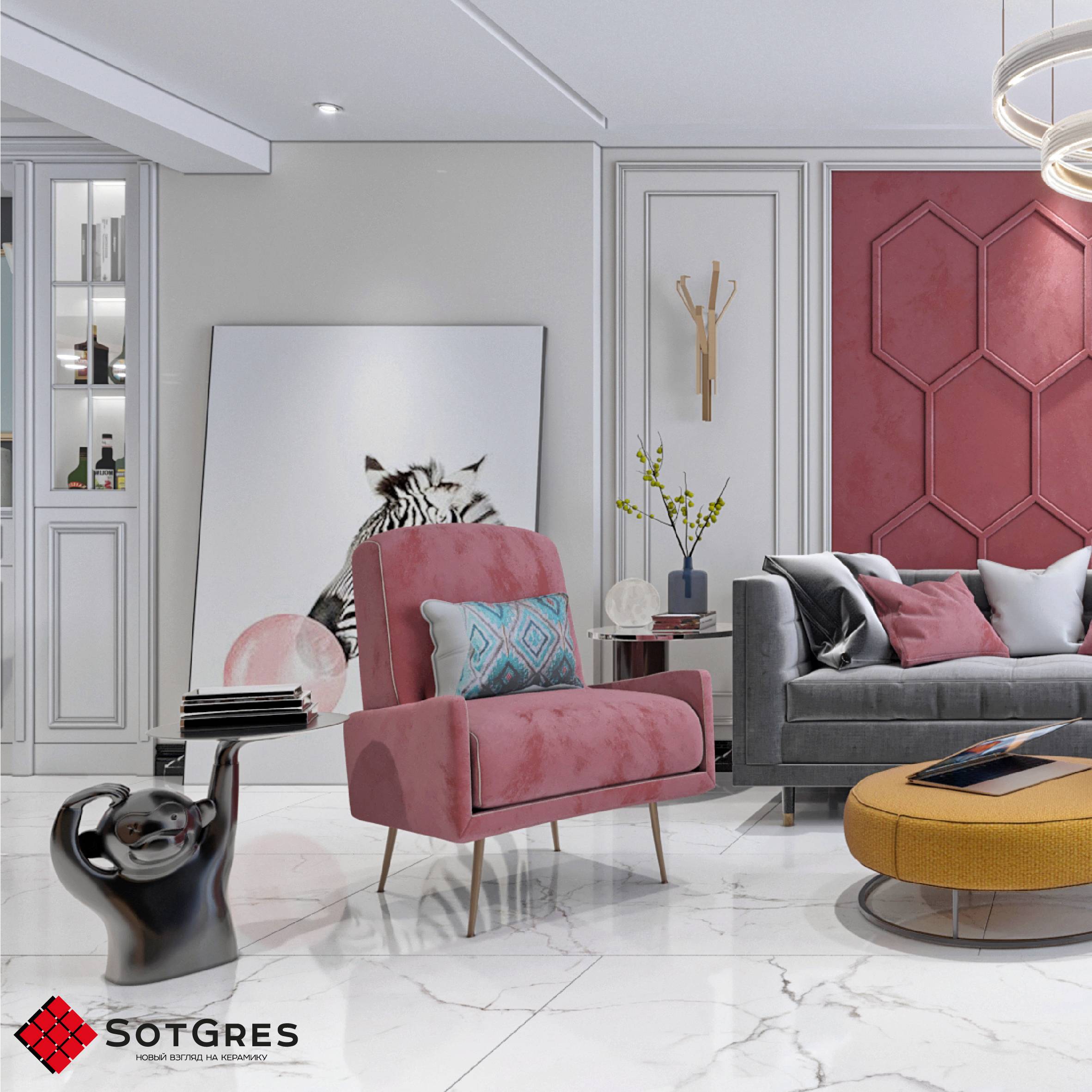 REGAL CARARRA WHITE /80х160/ глянцевый керамический гранит под белый мрамор