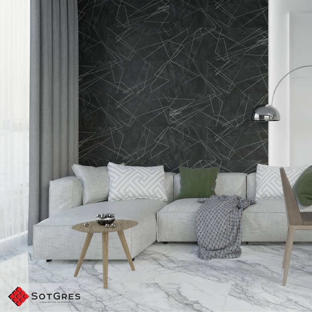 STORMS WHITE /60х120/ глянцевый белый керамический гранит под мрамор с зеркальной поверхностью