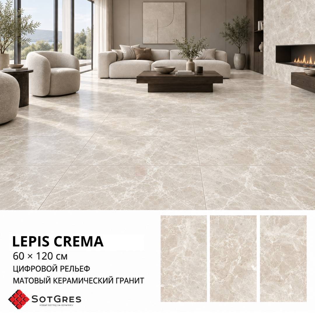 LEPIS CREMA/60х120/цифровой рельеф матовый керамический гранит
