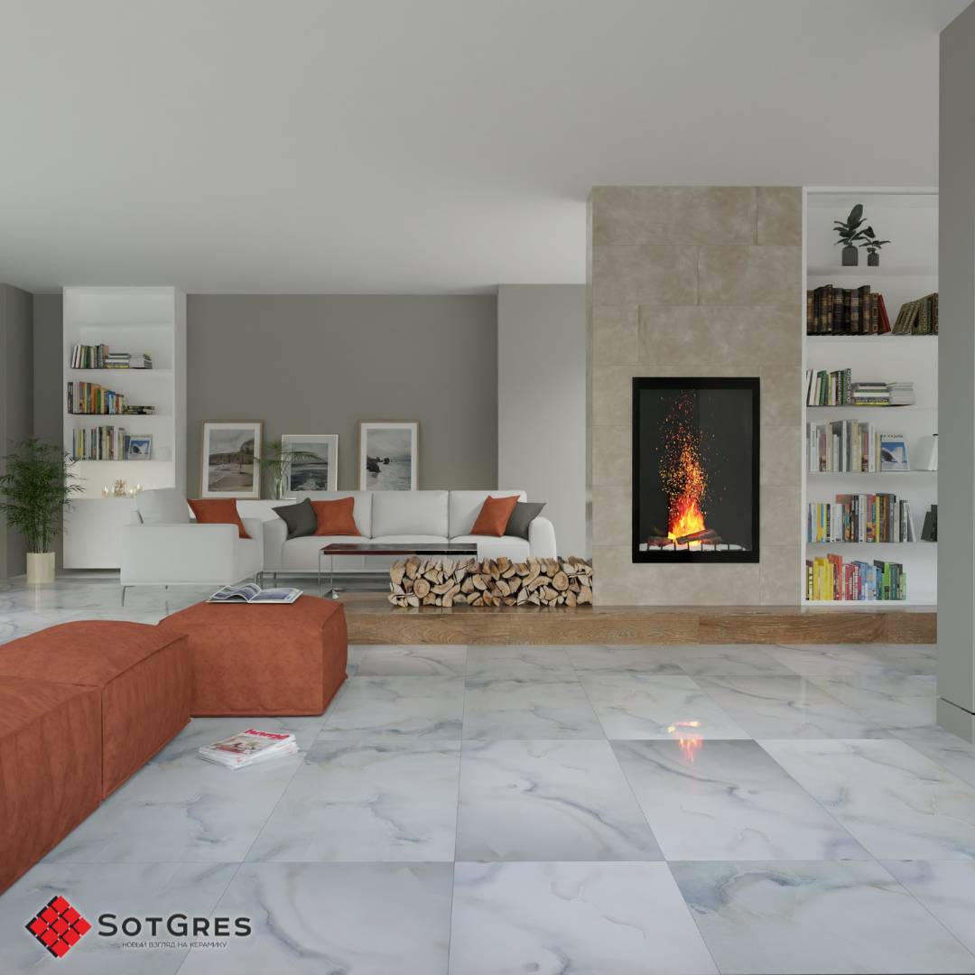 CLOUDY BLUE /120х60/ глянцевый бело-голубой керамический гранит