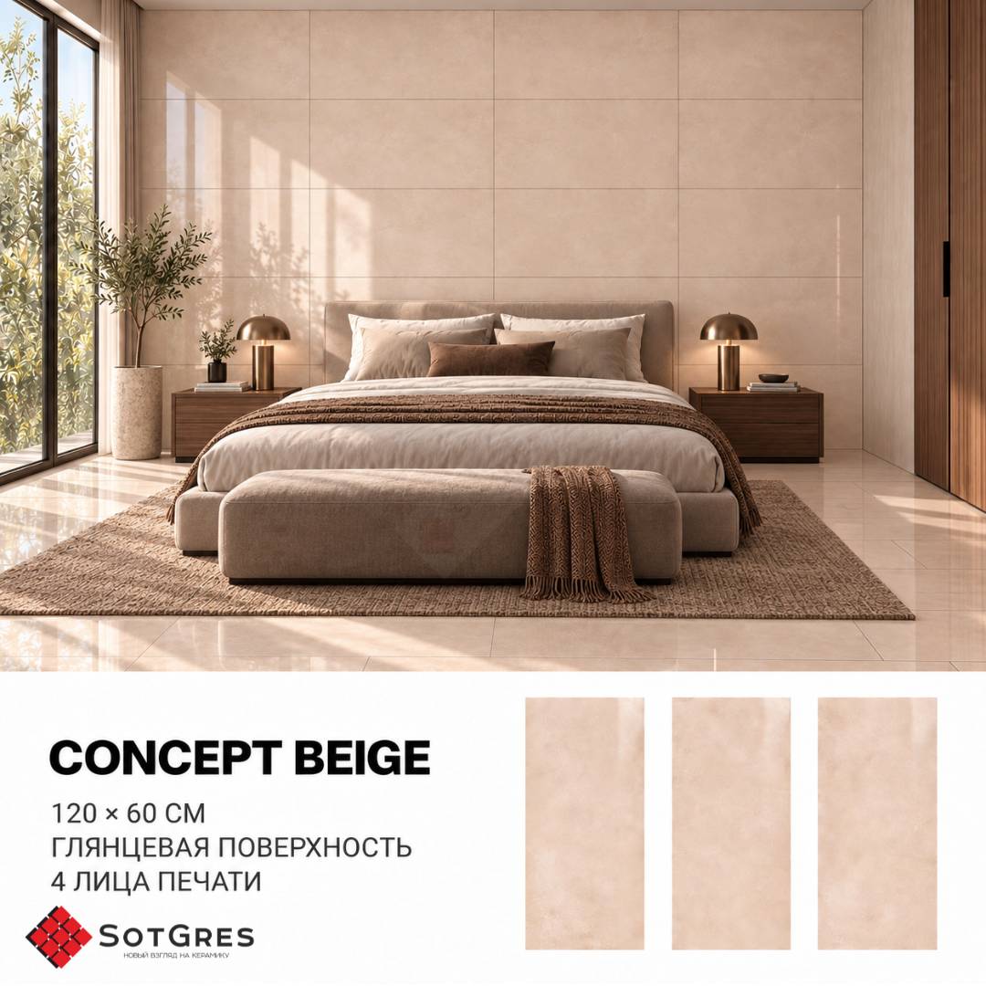 CONCEPT BEIGE/60х120/глянцевый керамический гранит