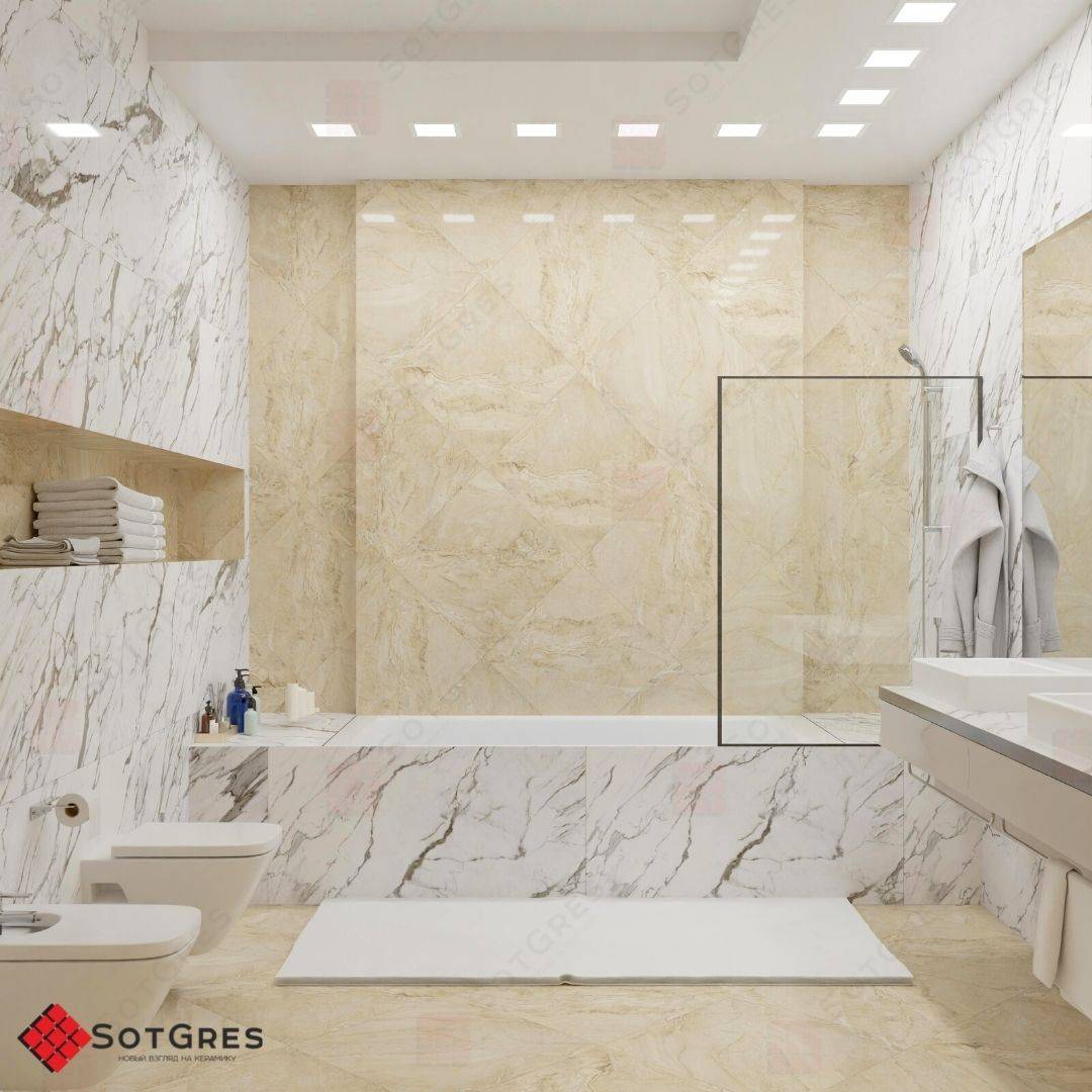 ALASKA CREMA/60х60/ бежевый глянцевый керамический гранит под оникс