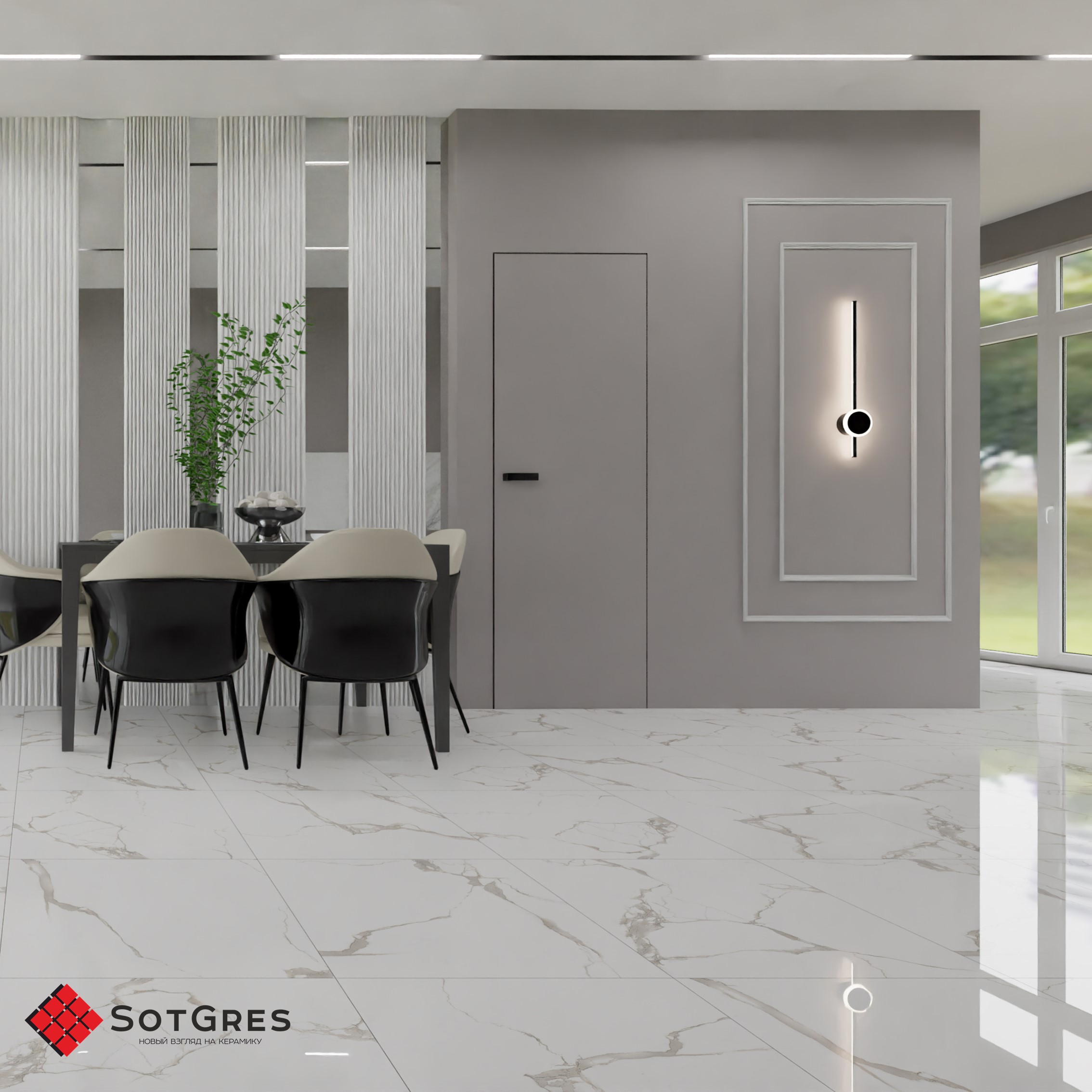 CARRARA WHITE/60х60/глянцевый керамический гранит 