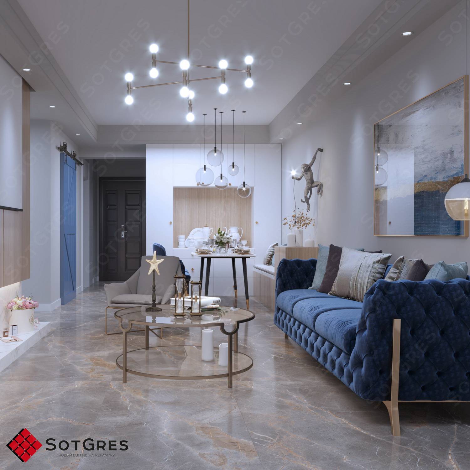 REGAL CALIFORNIA  ALMOND /80х160/ глянцевый серый керамический гранит под оникс с двойной полировкой