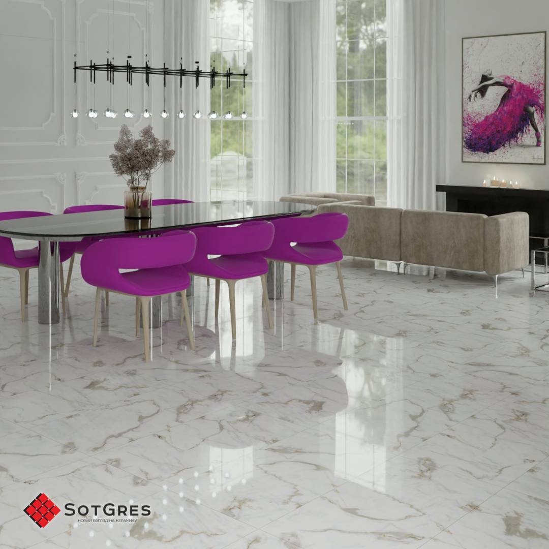 MODERN STATUARIO /120х60/ глянцевый белый керамический гранит под мрамор
