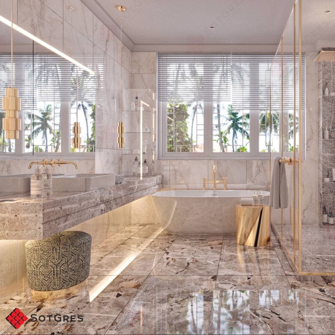 GRISS SMOKY /60х120/ глянцевый серый керамический гранит с коричневым рисунком