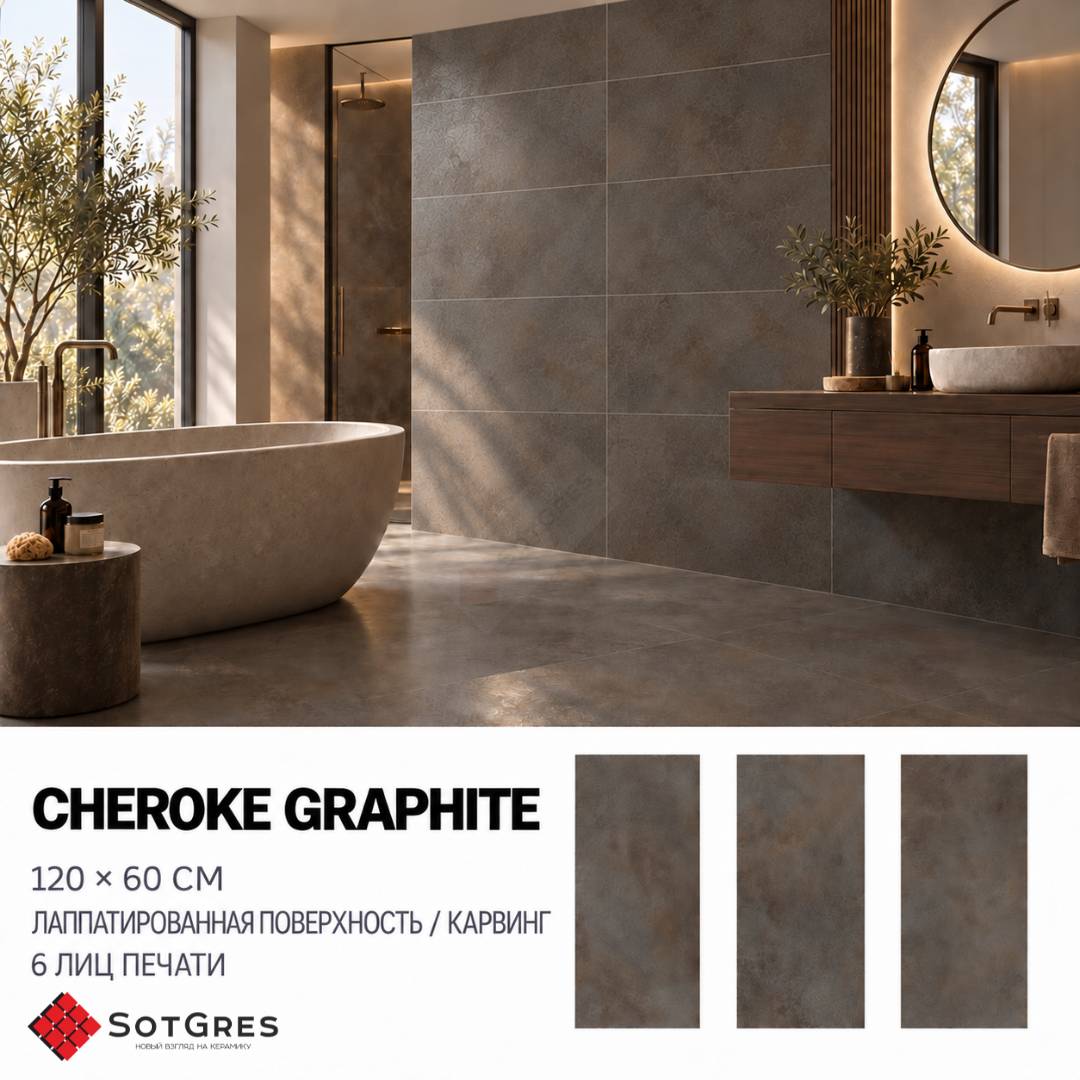 СНЕRОКЕ GRAPHITE/60х120/лапотированный карвинг керамический гранит