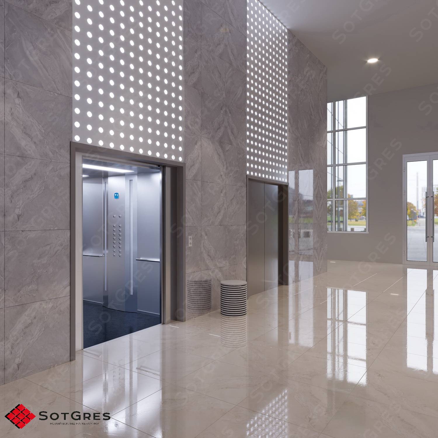 ALASKA BIANCO /60х60/ глянцевый серый керамический гранит под оникс