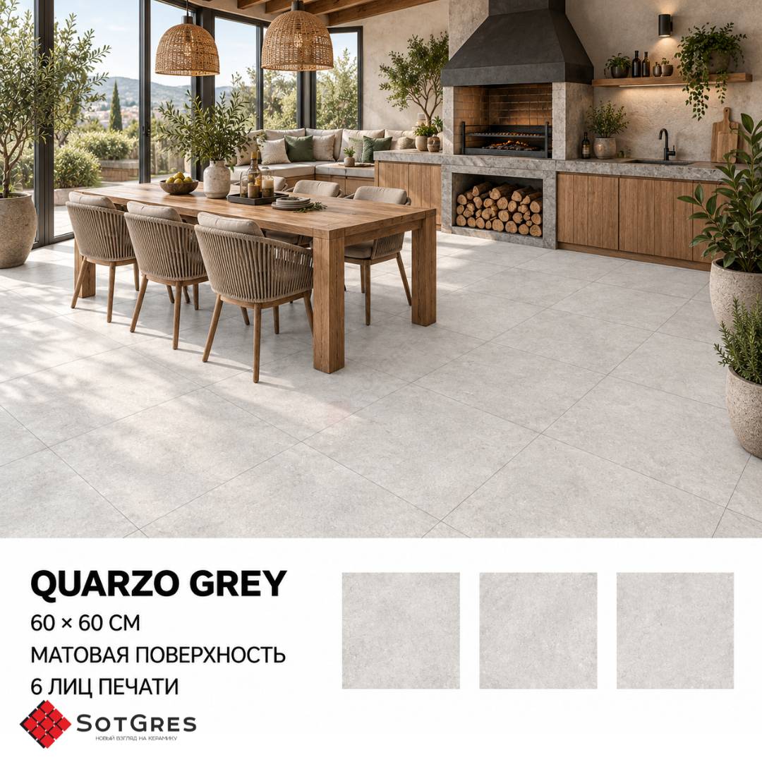 QUARZO GREY/60х60/матовый керамический гранит