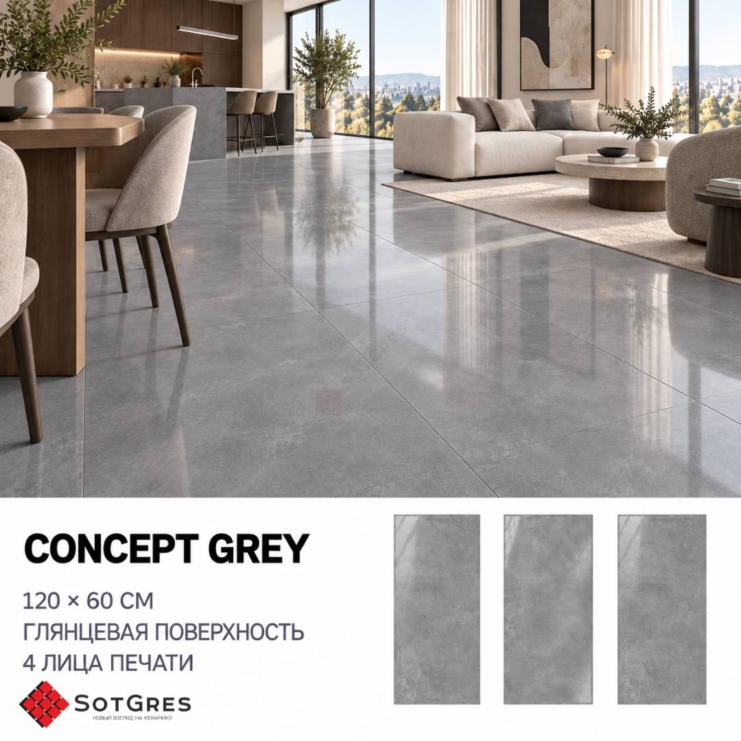 CONCEPT GREY/60х120/глянцевый керамический гранит
