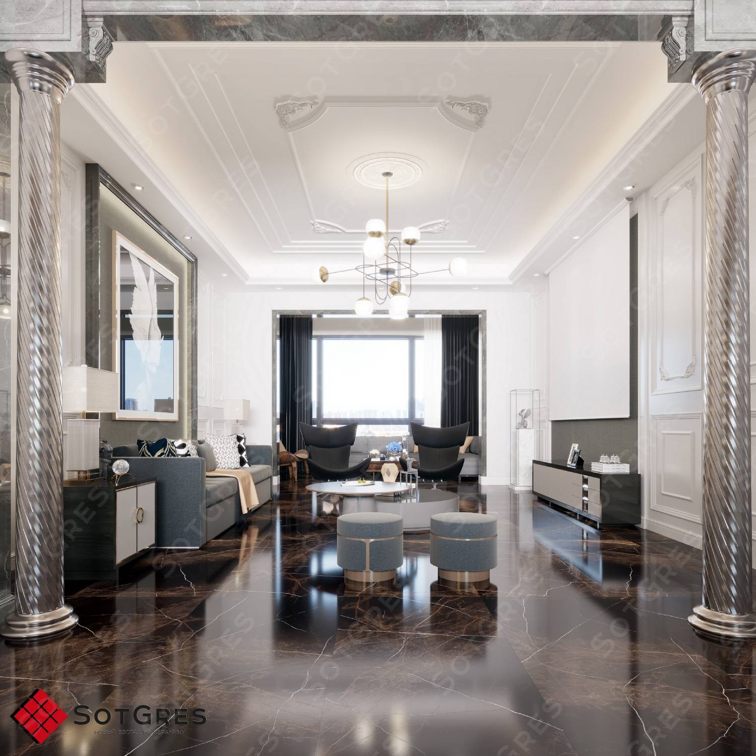 REGAL ZUCCINI COFFEE /80х160/ глянцевый темно-коричневый керамический гранит с двойной полировкой