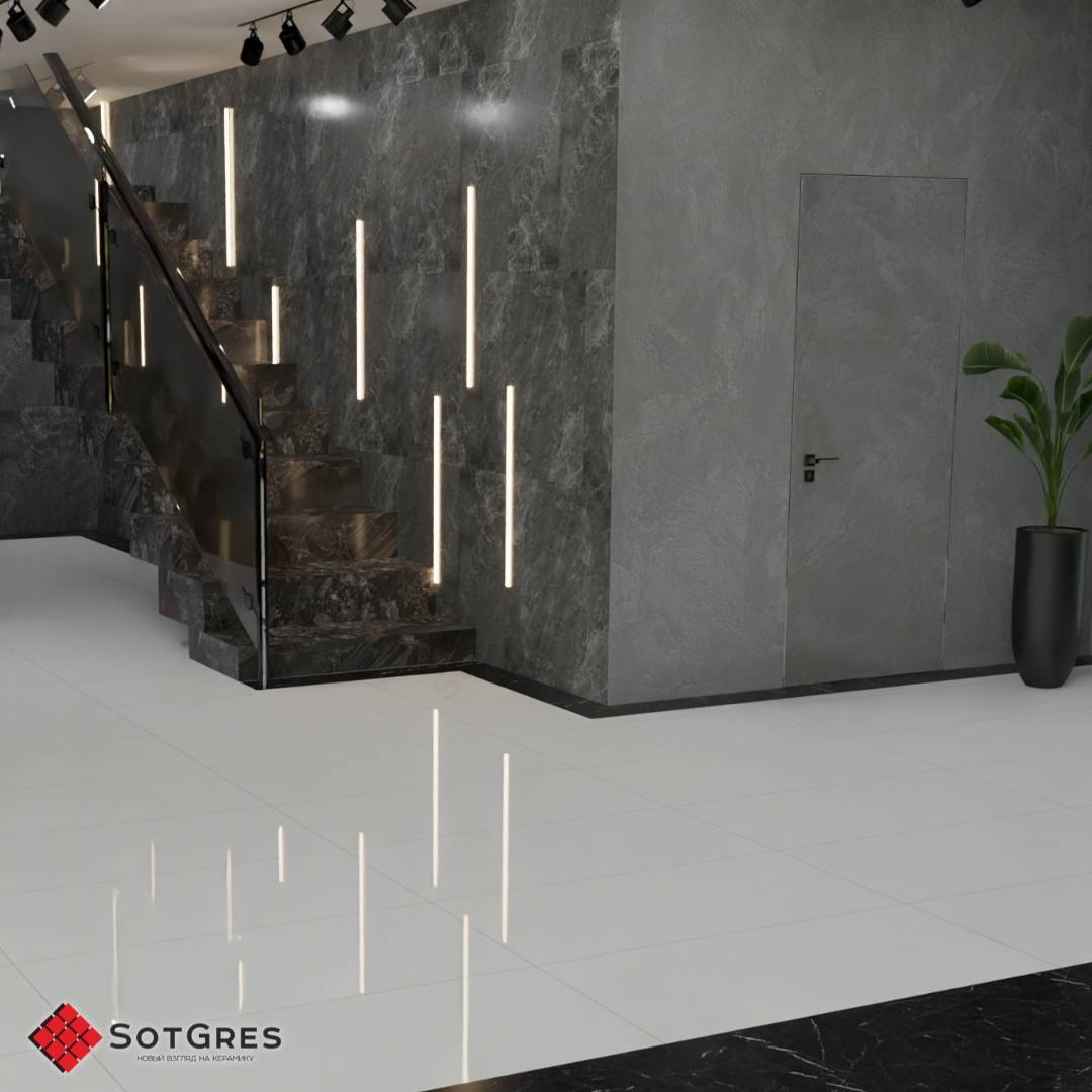 WHITE /120х60/ глянцевый белый керамический гранит