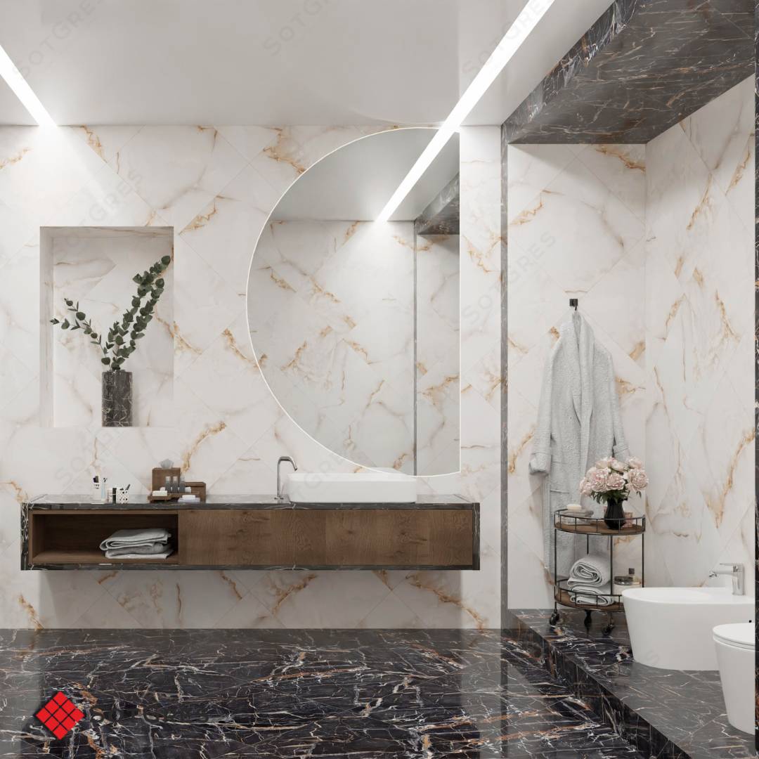 AMAZON /60х60/ глянцевый бежевый керамический гранит под мрамор