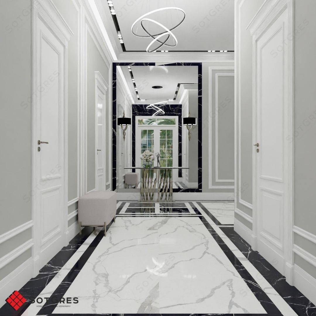 CALACATA EXTRA /60х120/ глянцевый светло-серый керамический гранит с продолжающимся рисунком