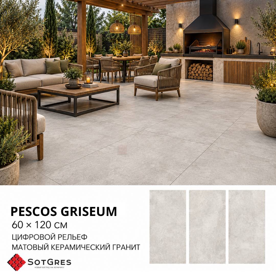 PESCOS GRISEUM/60х120/цифровой рельеф матовый керамический гранит