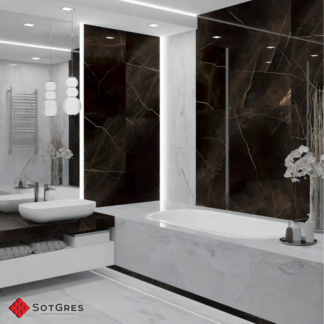 DAISY /120х60/ глянцевый серый керамический гранит с голубым отливом