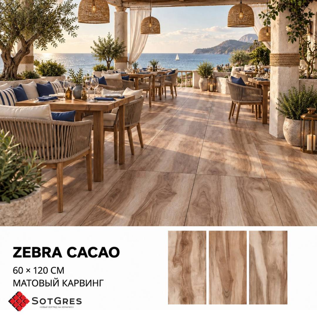ZEBRA CACAO/60х120/карвинг матовый керамический гранит
