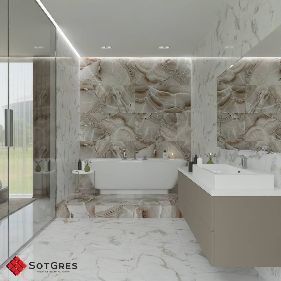 MODERN STATUARIO /120х60/ глянцевый белый керамический гранит под мрамор