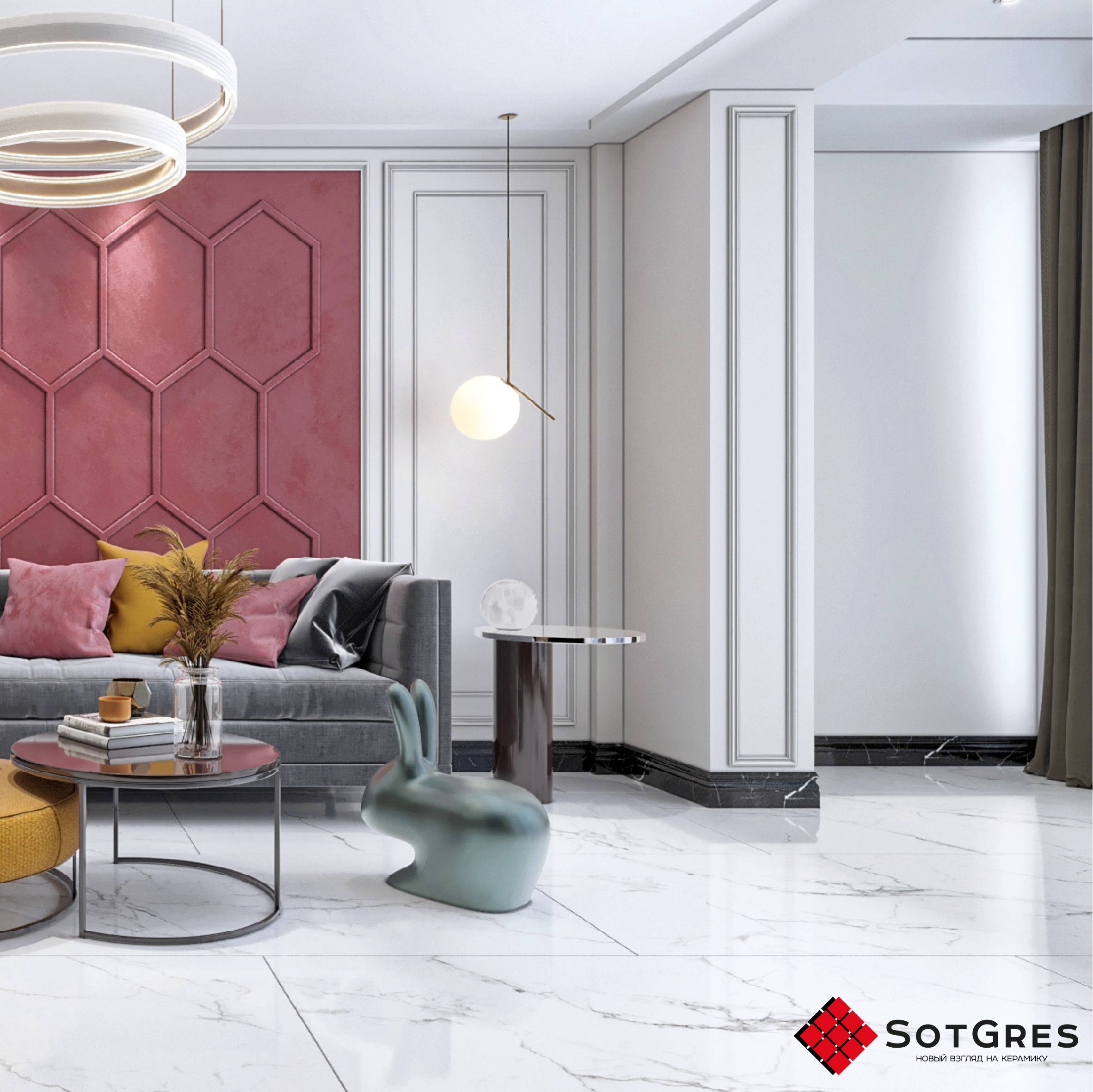 REGAL CARARRA WHITE /80х160/ глянцевый керамический гранит под белый мрамор