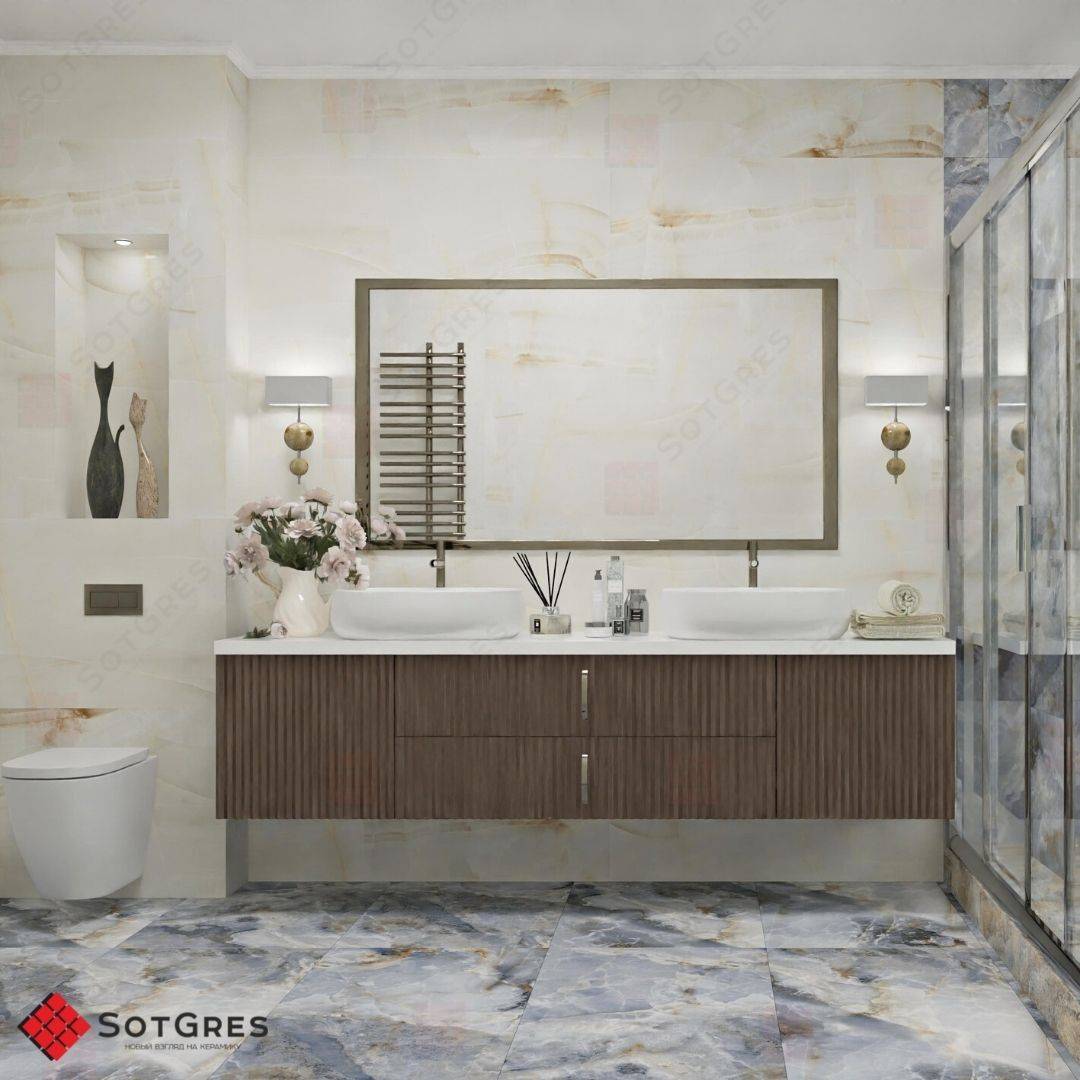 WHITE STAR /60х120/ глянцевый светлый бежевый керамический гранит под оникс