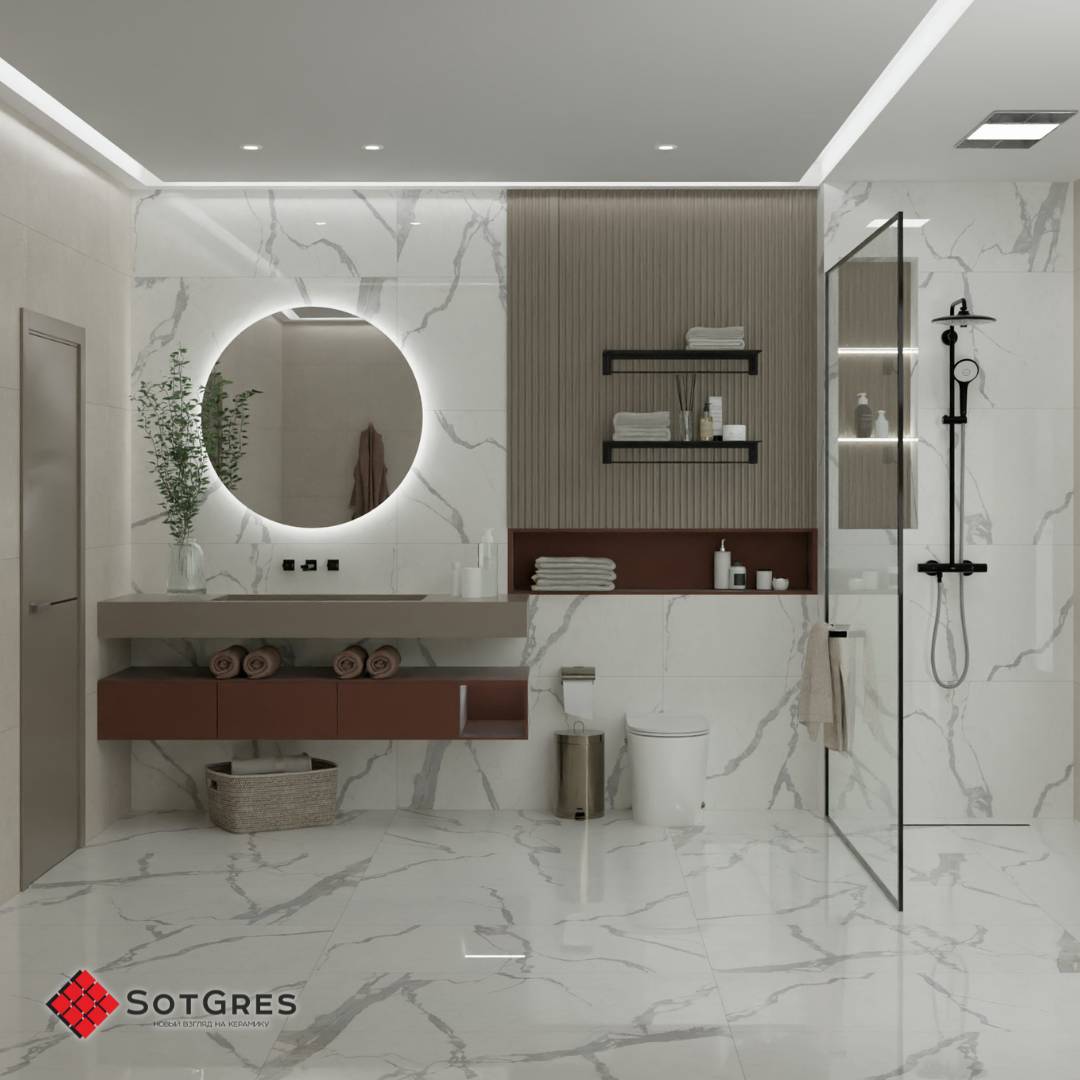 CALACATA EXTRA /60х120/ глянцевый светло-серый керамический гранит с продолжающимся рисунком