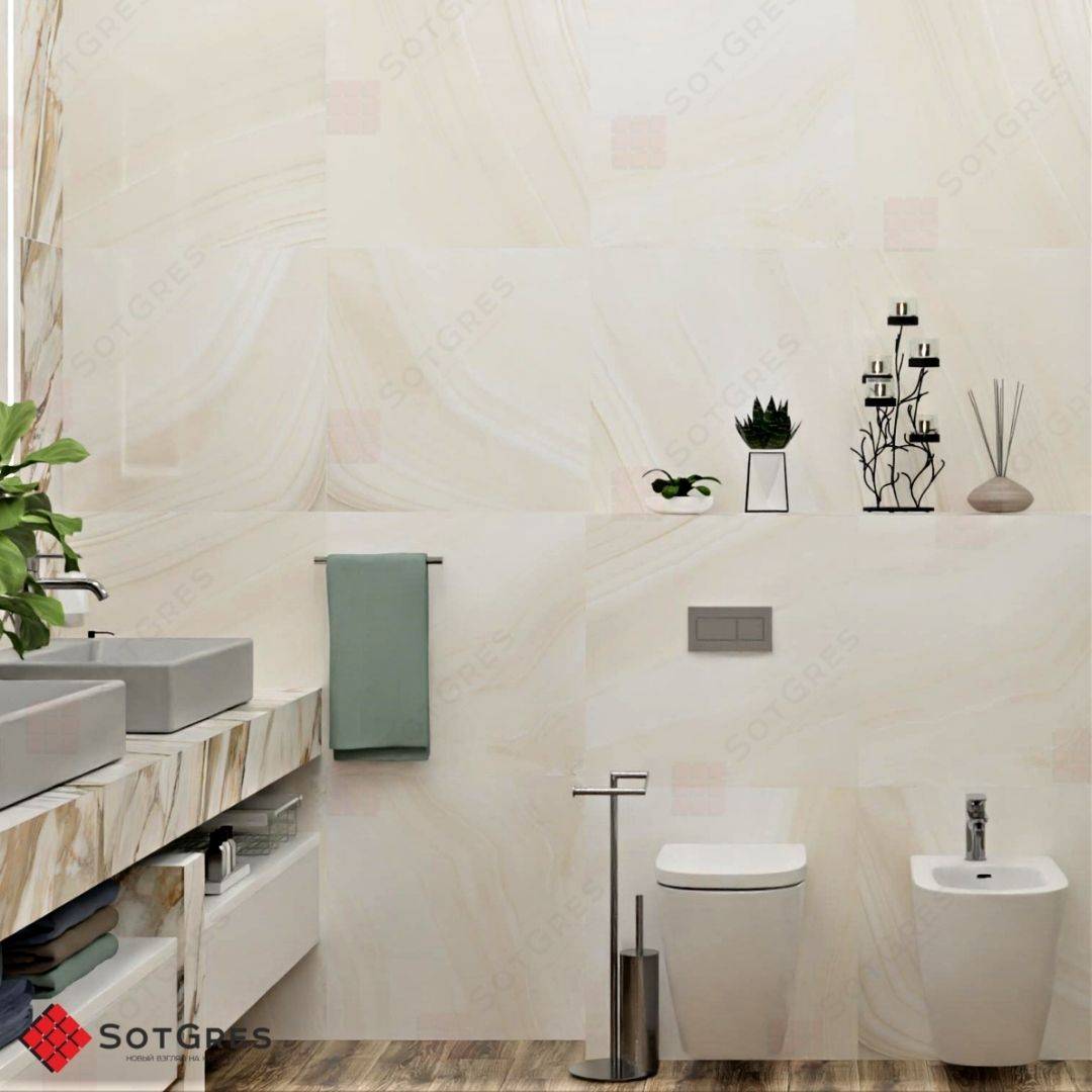 ONICE CREMA /60х60/ глянцевый светлый бежевый керамический гранит под оникс