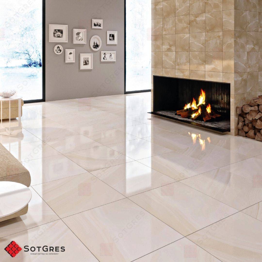 ONICE CREMA /60х60/ глянцевый светлый бежевый керамический гранит под оникс