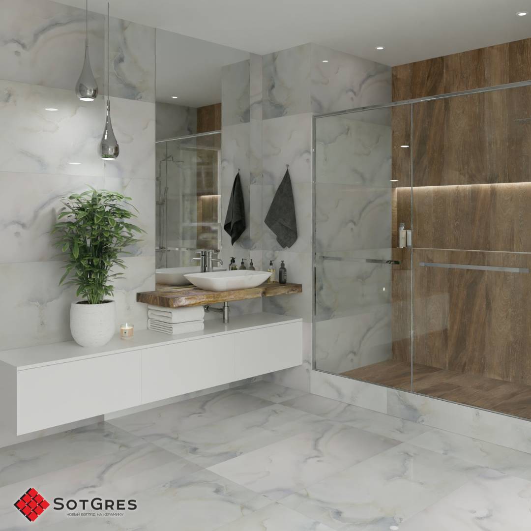 CLOUDY BLUE /120х60/ глянцевый бело-голубой керамический гранит