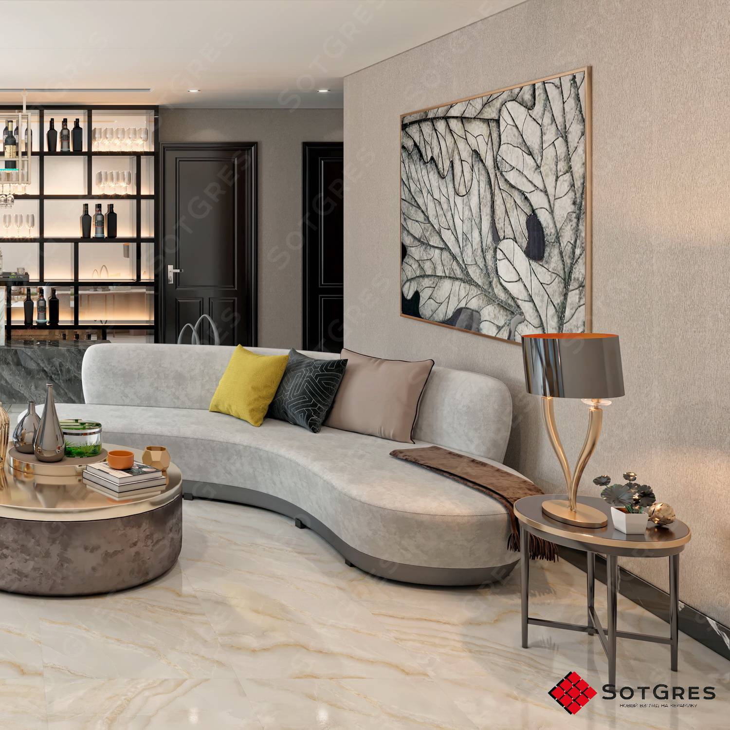 SKY ONYX /60х60/ глянцевый светло-бежевый керамический гранит