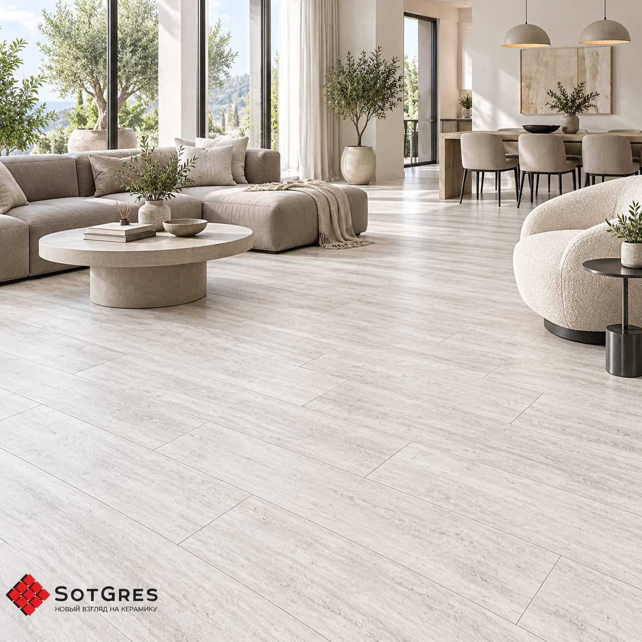 TRESSO SILVER/20х120/матовый керамический гранит