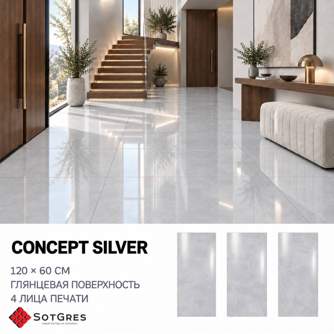 CONCEPT SILVER/60х120/глянцевый керамический гранит