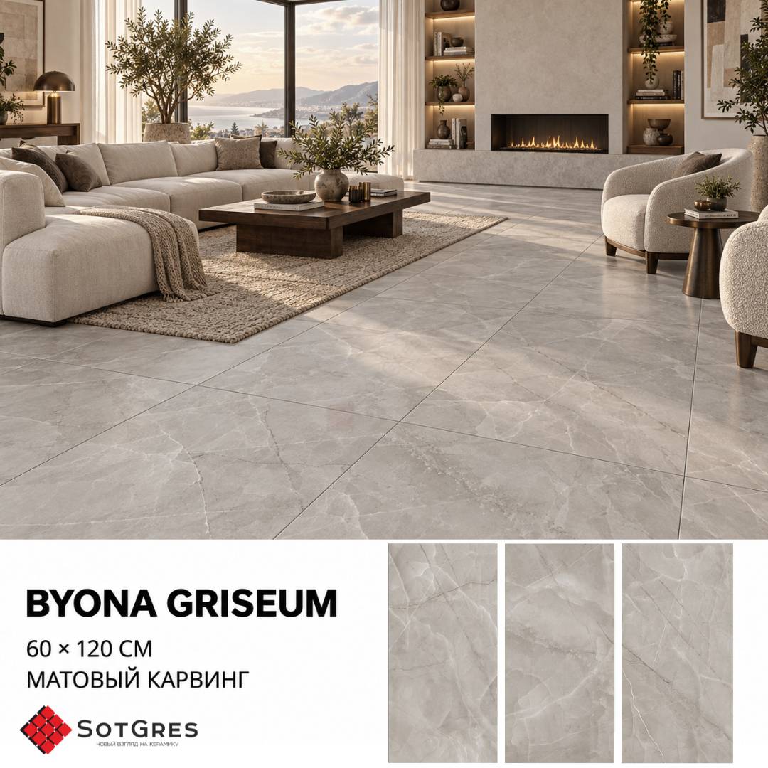 BYONA GRISEUM/60х120/карвинг матовый керамический гранит