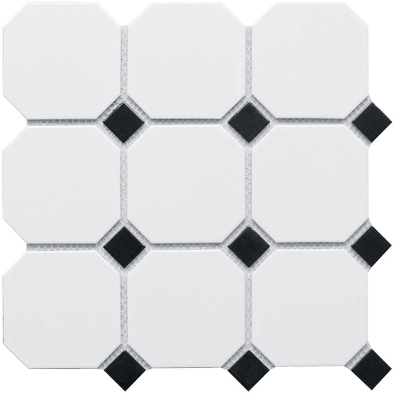 Octagon big White/Black Matt (GTPL61466/CLA006) /300х300х6/ Кер. мозаика