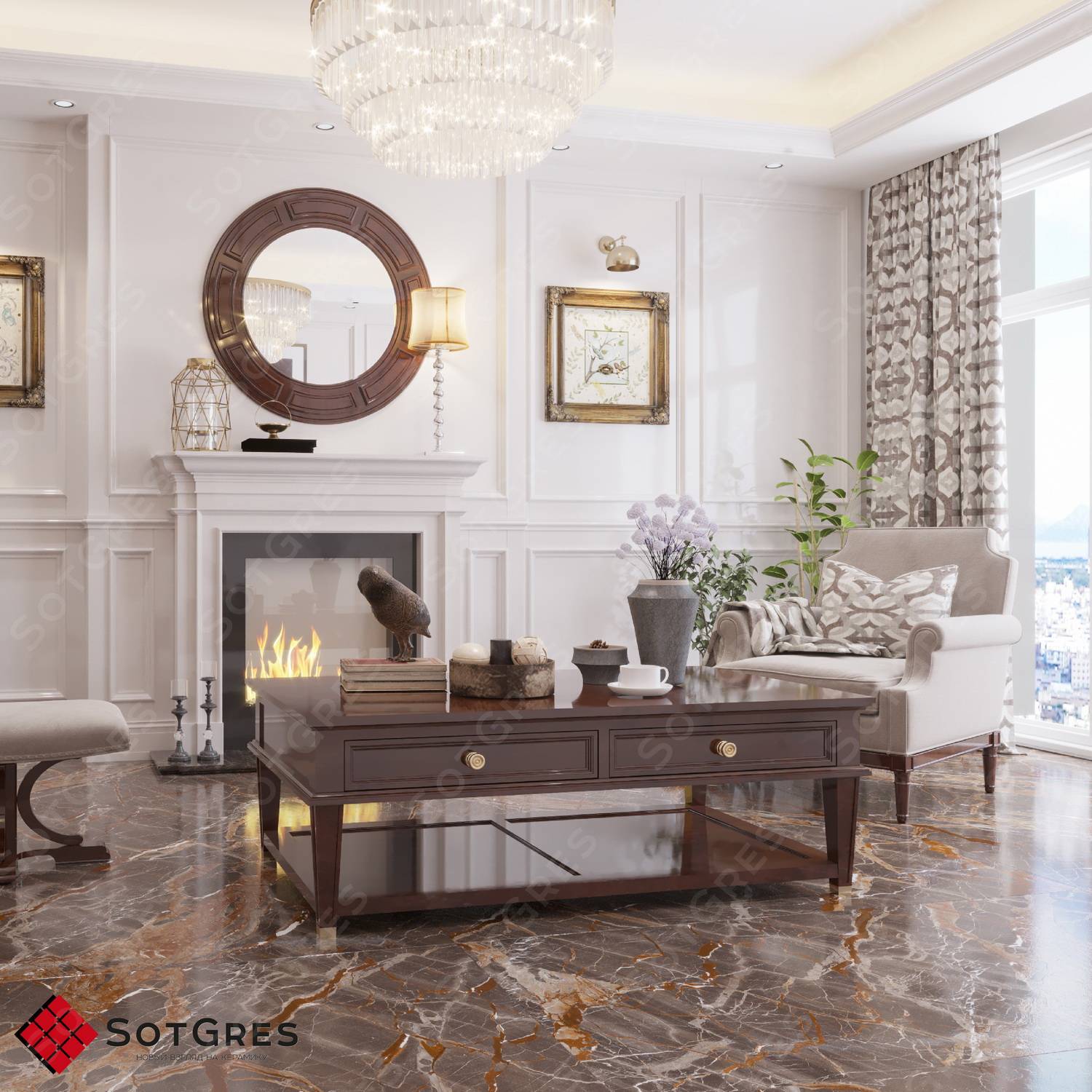 REGAL ESTRADA /80х160/ глянцевый коричневый керамический гранит под оникс с двойной полировкой 