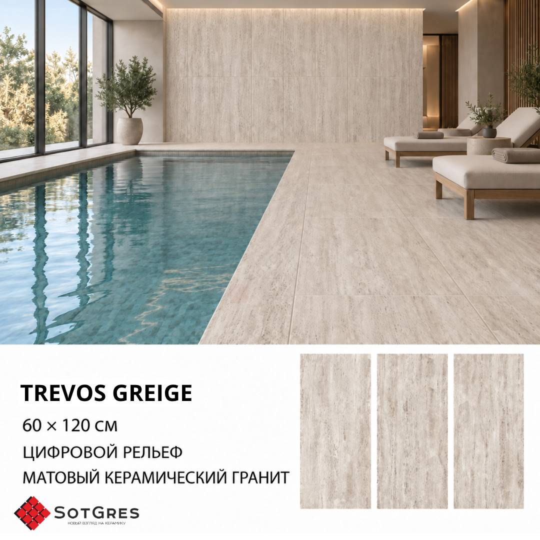 TREVOS GREIGE/60х120/цифровой рельеф матовый керамический гранит