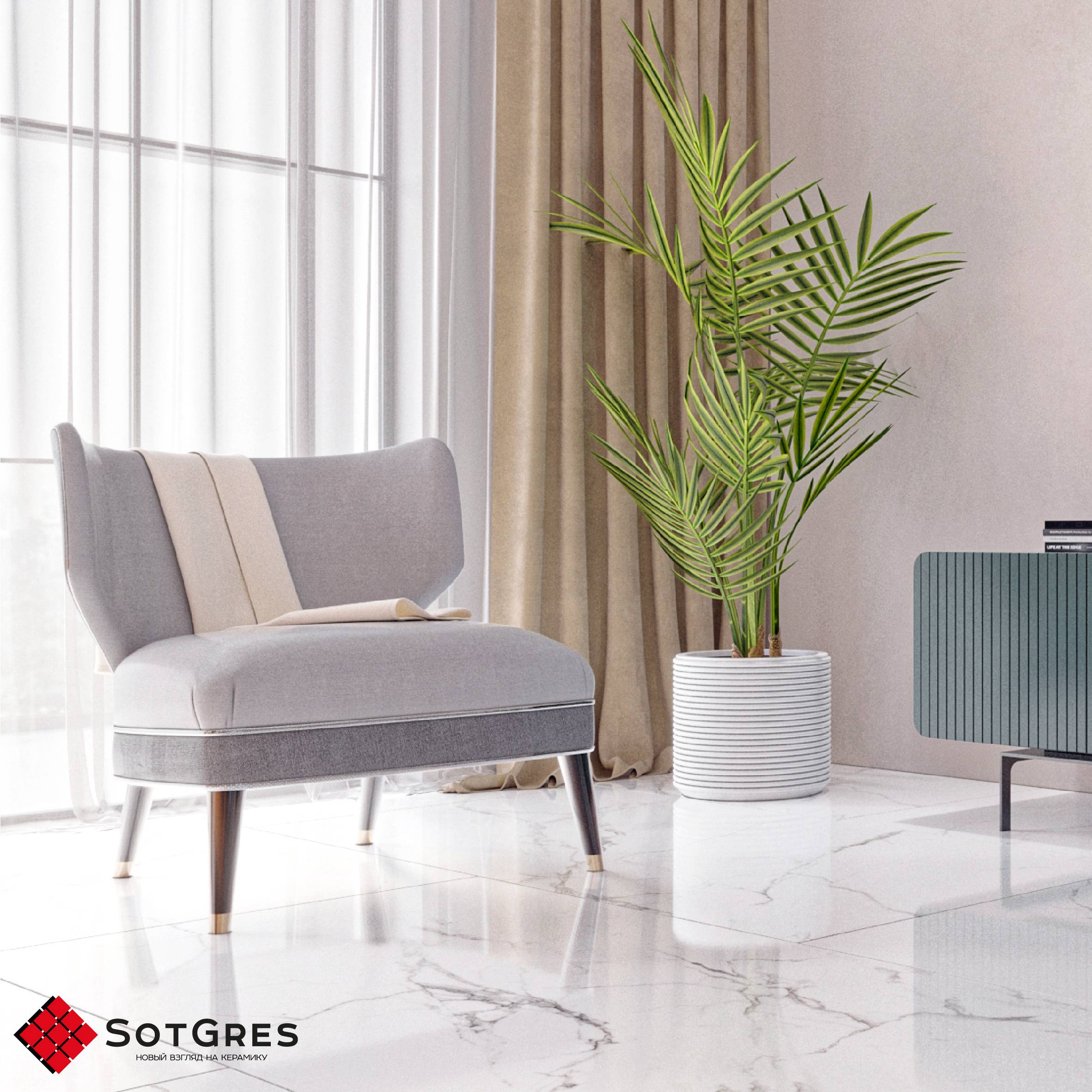 REGAL CARARRA WHITE /80х160/ глянцевый керамический гранит под белый мрамор